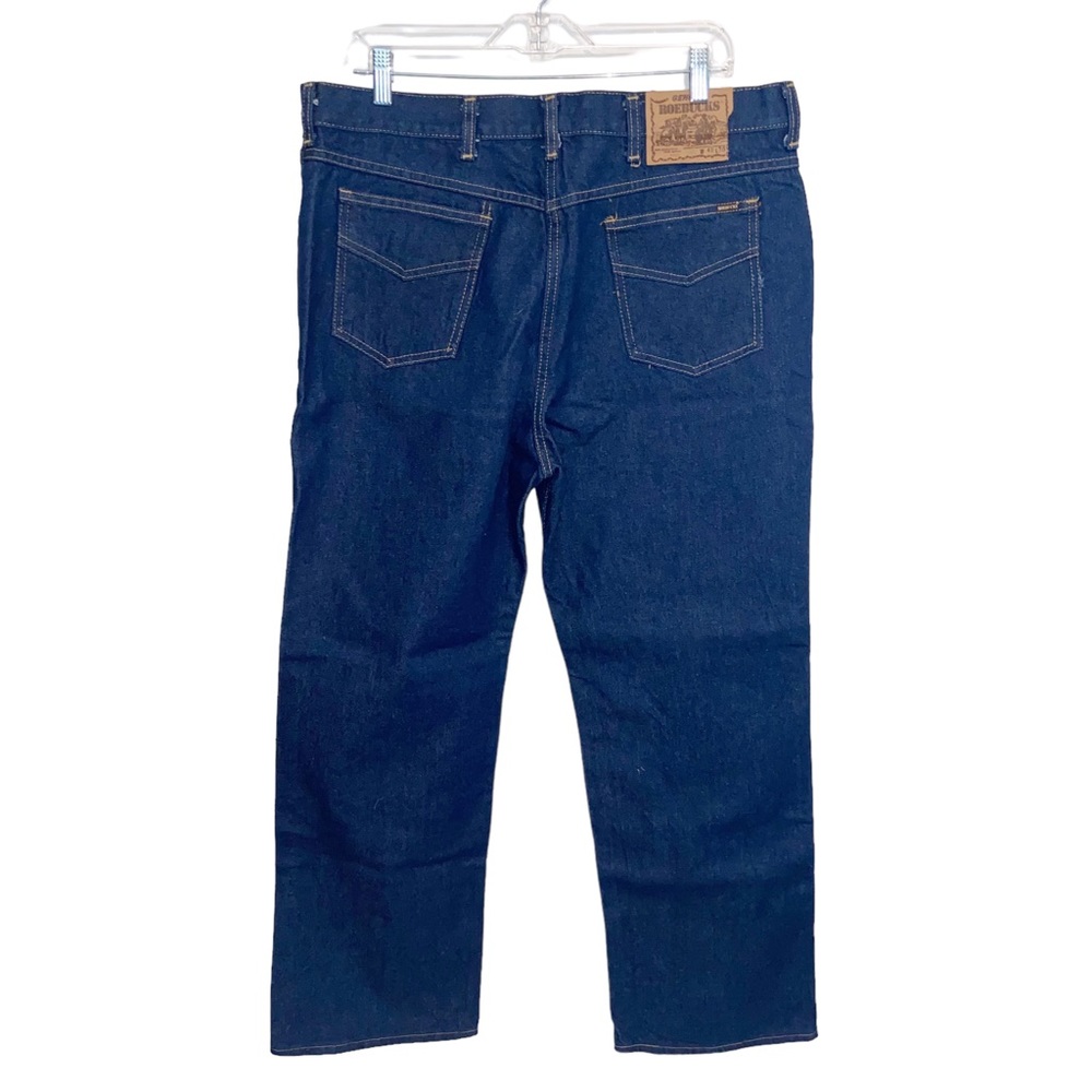 Vintage Genuine Roebucks Mens 38X29 Denim Blue Jeans Western Rugged Brush Popper
